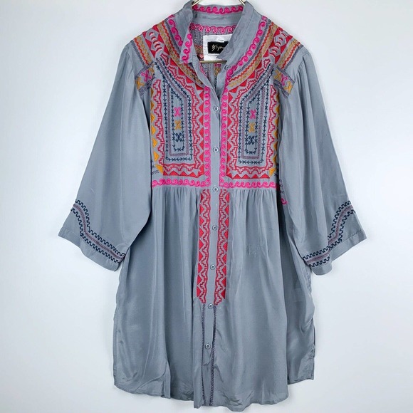 Johnny Was Tops - Biya by Johnny Was Silk Blouse Embroidered Women’s Size Large Read Description